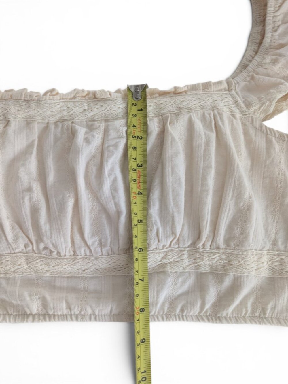 Altar'd State Cream Lace Trim Ruffle Crop Top Size M Boho — EUC - Picture 5 of 6